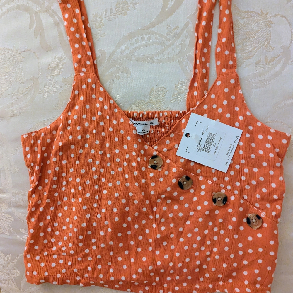 Orange Polka Dot Women's Top